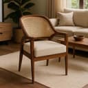 Handcrafted Rattan Accent Arm Chair for Home Â– Comfortable Cane Wood Chair for Living Room, Bedroom, Dining Room, Restaurant & Cafe Chair | Natural Finish 1