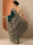Libas Solid Satin Saree With Unstitched Blouse Piece 4