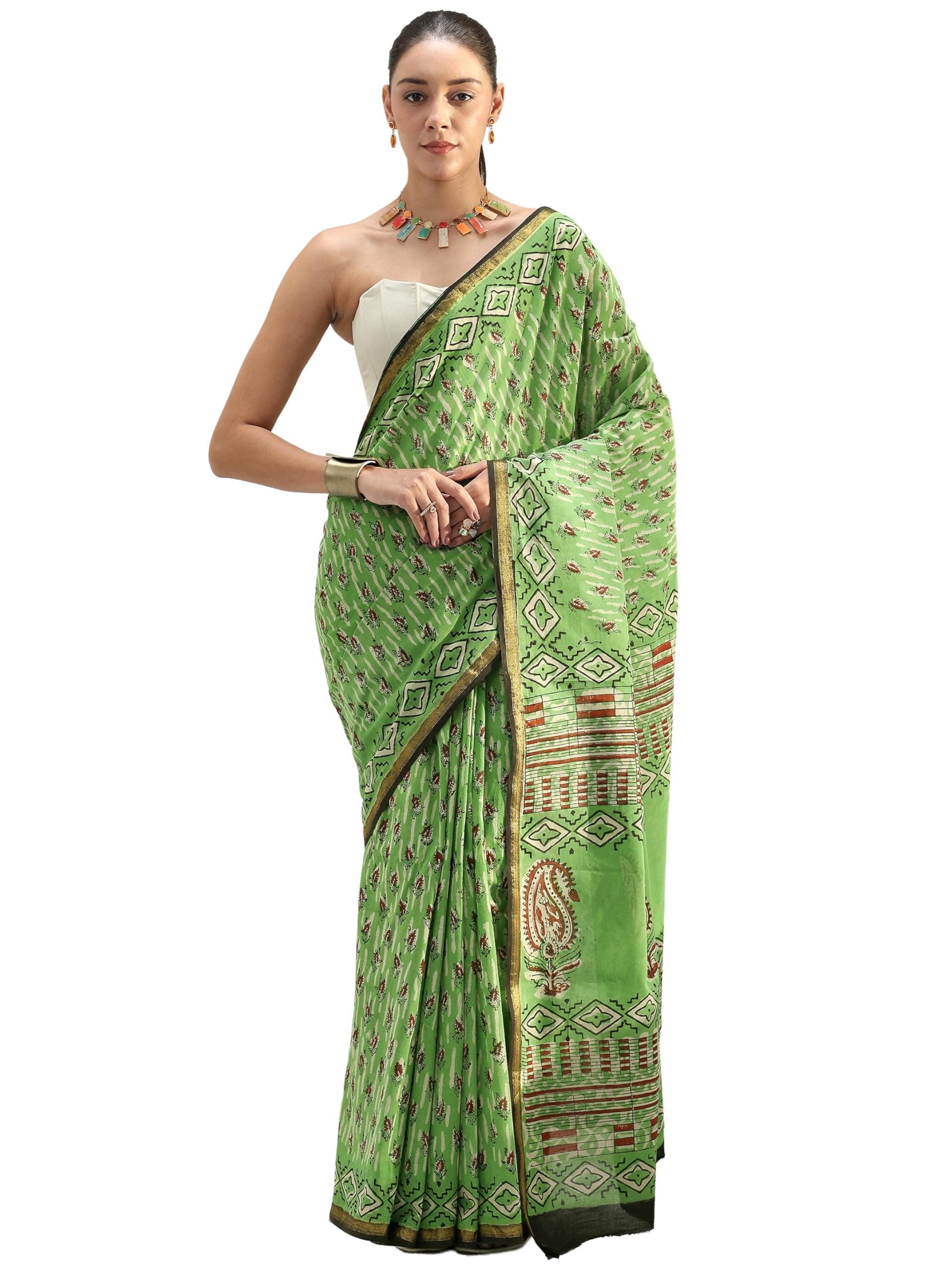 Libas Printed Cotton Saree for Women With Unstitched Blouse Piece | Daily & Casual Wear