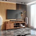 TV Unit for Living Room | TV Stand Table | Wooden TV Cabinet | TV Table Furniture for Home & Living Room | Assembly-DIY | Color-Cherry Pine 4