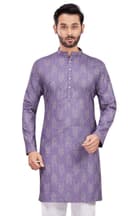 Studio Shringaar Men's Cotton Blend Relaxed Fit Ikat Printed Knee Length Kurta 1