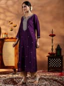 Libas Women's Silk Embroidered Straight Kurta | Ethnic wear | Bridal Suit | Wedding Dress | Occasion wear 3