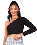 POPWINGS Casual Solid One Sleeves Crop Top for Women |) Latest Stylish Western Crop Tops for Women || Summer Women Top 1