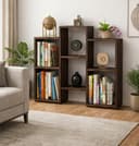 Enigmatic Woodworks Wooden Large Open Bookshelf Multipurpose for Home Rack Showcase Organizer for Living Room I Study Room I 6-Tier I Finish-Suede DIY (Wenge) 24 x 90 x 90 cm 1