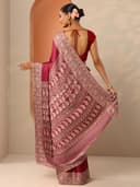 Libas Printed Satin Saree for Women With Unstitched Blouse Piece | Traditional Saree for Festive & Wedding 4