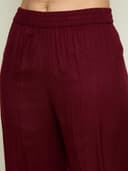 Shae by SASSAFRAS Women Woollen Embroidered Round Neck Short Kurta With Straight Pants 5
