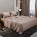 Stoa Paris Satin Bedsheet King Size with 2 Pillow Covers, 300TC Premium Bedsheets King Size, Home Decor, Ultimate Comfort, 274 cm x 228 cm, Date Night -Champagne 1