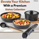 Febzona 6 Pcs Pots and Pans Non Stick Cookware Combo Set Induction Ready, with Detachable Handle, Stackable Kitchen Cooking Set Removable Handles, Oven Safe, frypan Tea pan Utensils (Stone Black) 4