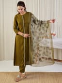 Pandadi Saree Women's Viscose Embroidery Work Kurta Pant With Dupatta 2