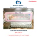 Kids Station 1 Side Basic Bed Rail Guard (5ft x 2.6ft / 150cm x 80cm), Bed Railing for Baby Safety, Kids Toddler Bed Protector Side Walls, Adjustable Height, Portable & Foldable (Pink) 2