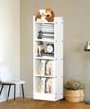 Enigmatic Woodworks Wooden Open Bookshelf Multipurpose for Home Rack Showcase Organizer for Living Room I Study Room I 5-Tier I Finish-Suede DIY (White) 33 * 24 * 121 CM 1
