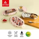 Attro Pluto Stainless Steel Lunch Box with 1 Small Container Airtight Leak-Proof Food Grade - Grey 540ml+170ml 5