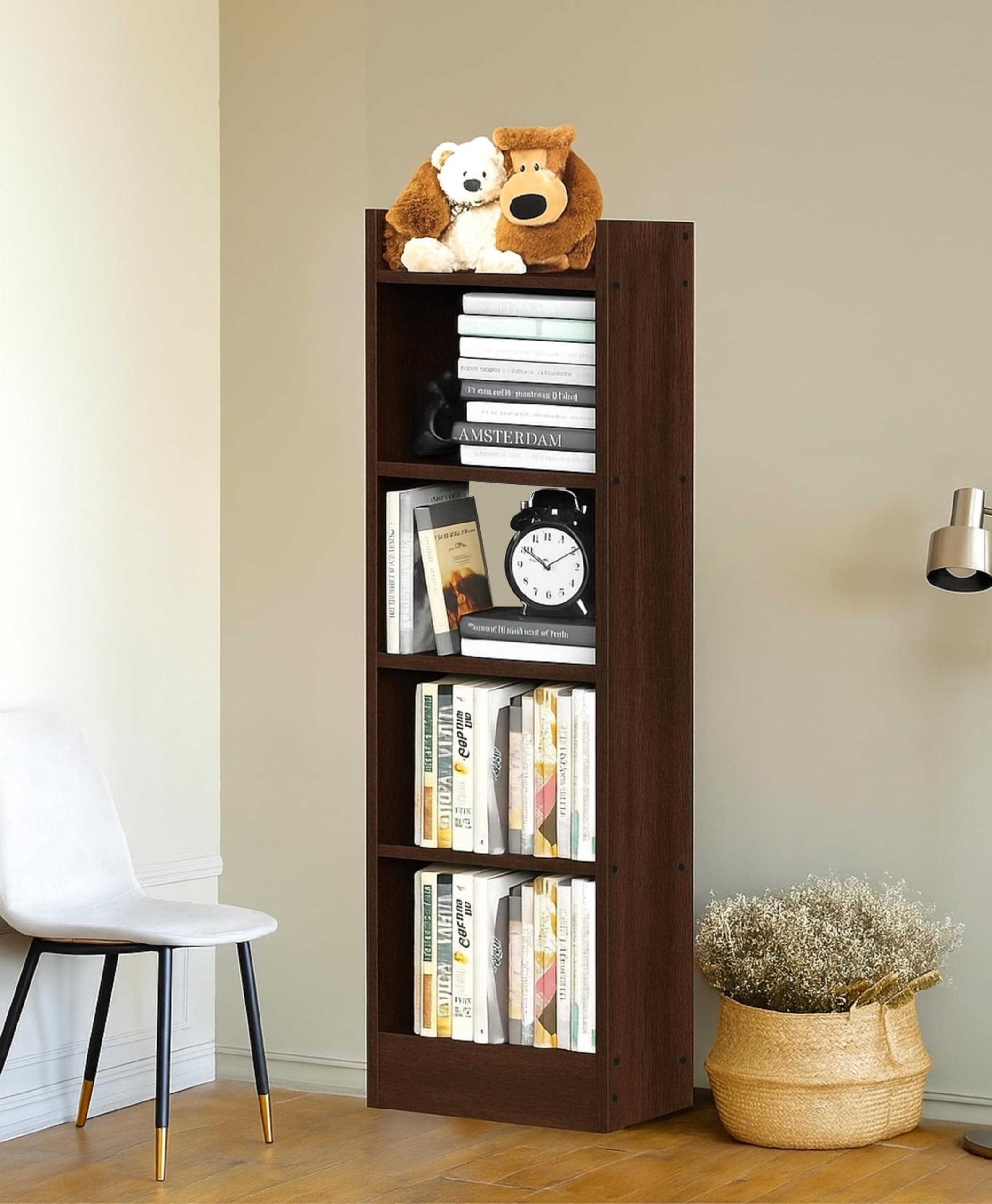 Enigmatic Woodworks Wooden Open Bookshelf Multipurpose for Home Rack Showcase Organizer for Living Room I Study Room I 5-Tier I Finish-Suede DIY(Wenge) 33 * 24 * 121 CM
