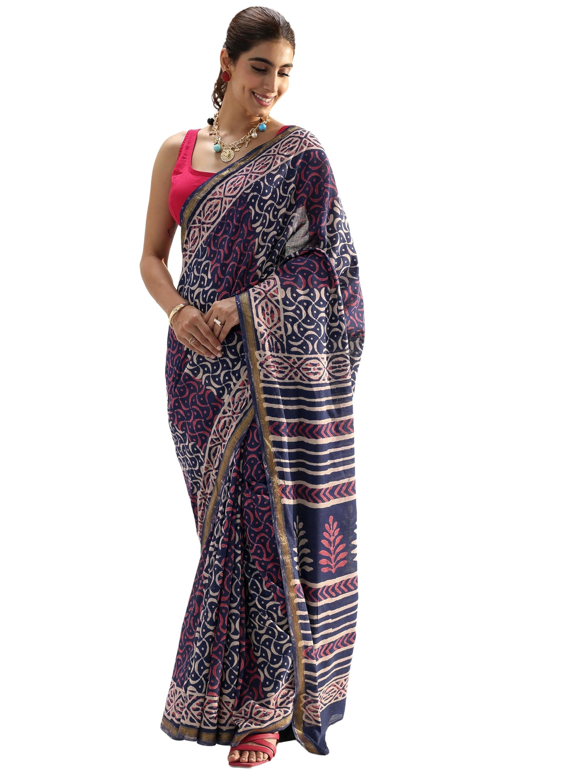 Libas Printed Cotton Saree for Women With Unstitched Blouse Piece | Daily & Casual Wear