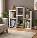 Enigmatic Woodworks Wooden Bookshelf 6-Tier, Large Open Bookcase Storage Rack Organizer for Home, Living Room & Study, DIY Assembly,White Suede Finish, 24 x 90 x 90 cm 1