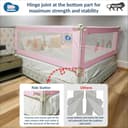 Kids Station 1 Side Basic Bed Rail Guard (5ft x 2.6ft / 150cm x 80cm), Bed Railing for Baby Safety, Kids Toddler Bed Protector Side Walls, Adjustable Height, Portable & Foldable (Pink) 3