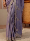 Libas Embroidered Satin Saree for Women With Unstitched Blouse Piece | Traditional Saree for Party & Wedding 5