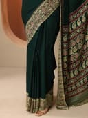 Libas Solid Satin Saree With Unstitched Blouse Piece 5