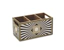 Attro Petal Gold Designer Wooden 2 Compartments Cutlery Holder, Organizer Stand, Multipurpose Stand, Spoon Holder Handcrafted Wooden Décor 2