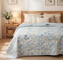 VAS COLLECTIONS 120 GSM Premium Cotton Printed Dohar/AC Blanket for Double Bed Size (90 x 86 inches) |Ultrasoft & Lightweight |Double - 228x220 cms-Blue & Green 5