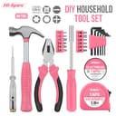 Hi-Spec Small Tool Kit with Knife and Hex Key for Home and Office - Pink 2