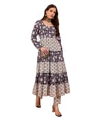 Shae by SASSAFRAS Women Cambric Tiered Kurta With Pencil Pants 1