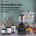 Havells Prisma 750 W 4 Jar Mixer Grinder| 3 Speed With Pulse Function| Air Vent Technology| Stainless Steel Blades| Wider Mouth Jars| Overload Protecton| 2-Year Product Warranty (Black) 3