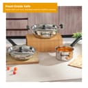 Lifelong 5 Piece Stainless Steel Cookware Set|2.2L Kadhai with Lid 22cm|1.4L Fry Pan 22cm|1.2L Saucepan 16cm|Comes with Two Lid|Induction & Gas Compatible|Bakelite Handles|Easy to Clean (Silver) 2