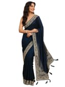 Libas Solid Georgette Saree for Women With Unstitched Blouse Piece | Traditional Saree for Party & Wedding 1