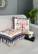 ishro home Premium Cushion Cover 16 inch x 16 inch | Set of 5 – Soft European Standard Fabric, Frill Design, Machine Washable | (5, Tree of Life, 16x16 Inch) 2
