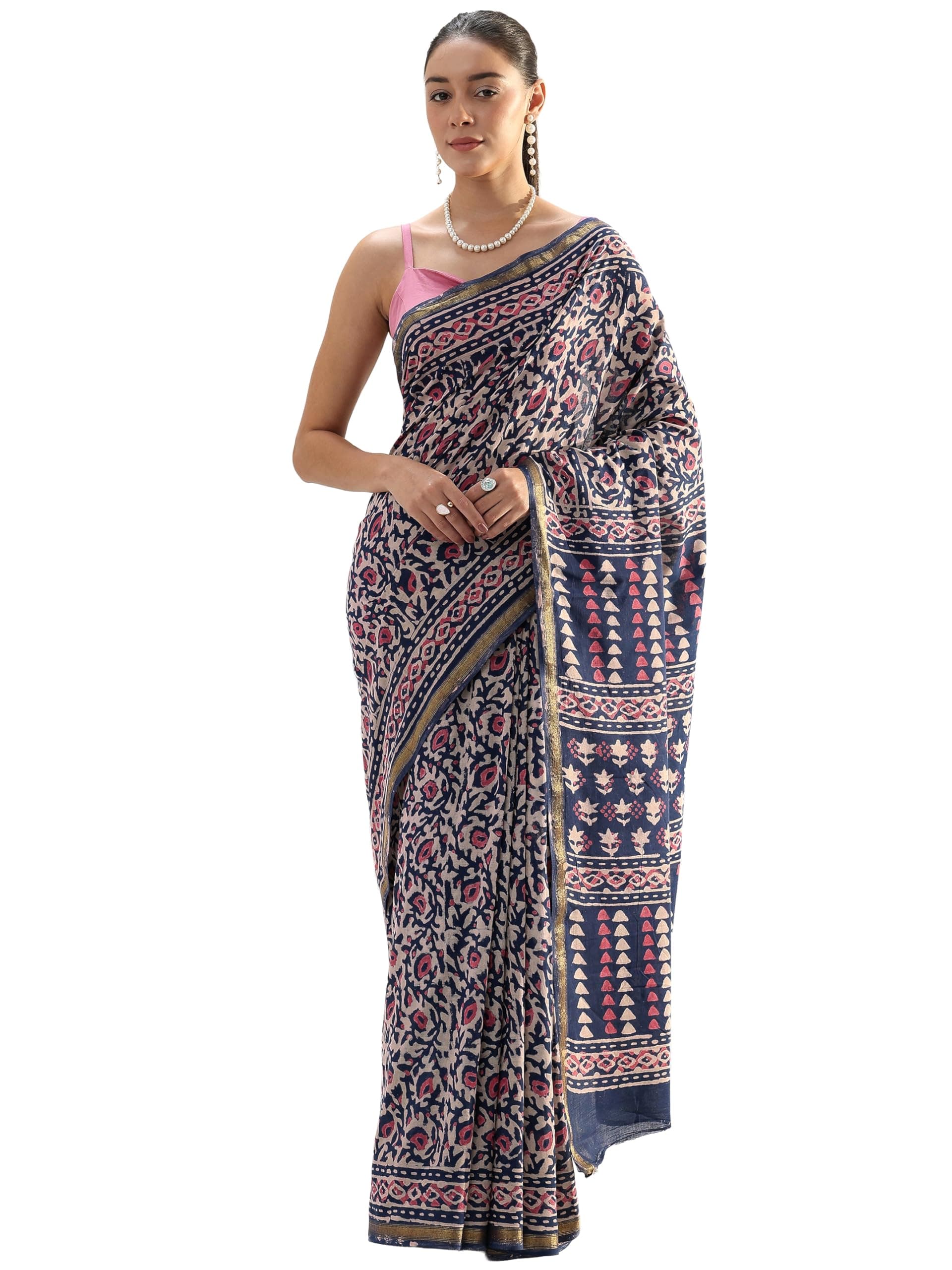 Libas Printed Cotton Saree for Women With Unstitched Blouse Piece | Daily & Casual Wear