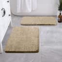 LUXE HOME INTERNATIONAL Microfiber Rectangular Home Bath Mat Super Soft Non Slip Vegas Mats for Bathroom, Kitchen, Bedroom, and Door (40X60 Cm, Beige) Pack of 2 2