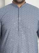 SOJANYA Plus(Since 1958) Men's Cotton Relaxed Fit Straight Radiant Elegance Sequinned Kurta for Navratri, Garba & Puja 5