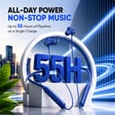 Kratos N4 Bluetooth Neckband with 55H Playtime, Deep Bass, Stereo Sound, HD Calls, Magnetic Earbuds, Type-C Fast Charging, Rich Audio, Hollow Switch for Comfort & Style (Blue) 2