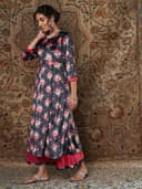 Shae by SASSAFRAS Women Floral Velvet Kurta With Palazzo Pants 3