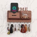 Webelkart Wooden Matte Finish Designer Home Side Wall Shelf, Key Holder with 7 Keys Hooks (Brown)- Home Decor Items, Diwali Decorations Items 5