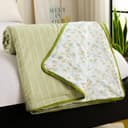 Story@Home Dohar Double Bed Cotton 100% | 150GSM 225 x240 cm Quilt AC Blanket for Summer | AC Comforter Double Bed | Olive Green & White Abstract Reversible Design Duvet | All-Season Blanket 1