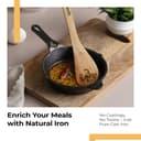Lifelong Cast Iron Fry Pan 6 Inch with Wooden Spatula | Induction Friendly | Non-Stick Pre-Seasoned 100% Toxin & Teflon Free & Durable | Skillet for Cooking, Searing, Sautéing, & Frying (LLCIFP006) 4