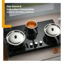 Lifelong 5 Piece Stainless Steel Cookware Set|2.2L Kadhai with Lid 22cm|1.4L Fry Pan 22cm|1.2L Saucepan 16cm|Comes with Two Lid|Induction & Gas Compatible|Bakelite Handles|Easy to Clean (Silver) 4