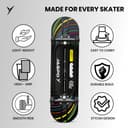 Jaspo Polyurethane Hurricane Ollie Spiral Fiber Composite Skateboard for Age Group Above 10 Years with 100 Kg Weight Handling Capacity (31X8 Inch, Black) UK 5