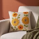haus & kinder Cushion Cover 16 x 16 Inch | Embroidered Decorative Cushion Cover for Sofa, Bed & Home Decor | Ochre Spire Mustard | Pack of 1 1