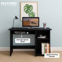 Callas Engineered Wood Computer Desk – Small Modern Writing Desk for Home Office, Bedroom, or Living Room – Sturdy & Simple Laptop Table (CB-ST-03-Black) 5