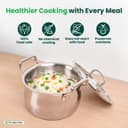 The Indus Valley Triply Stainless Steel Stock Pot 2.6 Liters with SS Lid/Briyani Pot Handi Shaped/Casserole | 18cm/ 7.08 inch, 1.48kg | Induction Friendly | 100% Toxin-Free 3