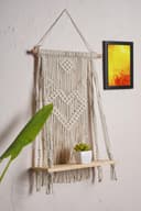Love N Beyond Macrame Indoor Wall Hanging Floating Shelves for Wall Decor With Real Pine Wood Dowel Hand Woven Bohemian Decor for Apartment Dorm Bedroom Living Room Nursery Beige 60 x 30cm (Victorian) 3