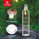 ATTRO Crystal 600ml Plastic Water Bottle BPA Free Leakproof, Fridge Safe with Time Marker to Track Hydration, Encourages Water Intake Set of 4- Transperent Clear 3