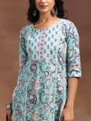 Libas Womens Printed Cotton Straight Kurta With Trousers and Dupatta 4