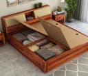 STRATA FURNITURE Sheesham Wood King Size Bed with Box Storage Wooden Double Bed Cot Bed Furniture for Bedroom Living Room Home (Honey Finish) 4