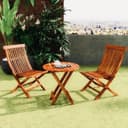Home furniture Wooden Patio Dining Set Foldable 2 Chair and Round Table for Balcony Garden Indoor Outdoor Terrace Furniture 1