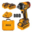 Ingco Brushless Impact Wrench, Nut-Busting Torque 650Nm, 20V Cordless 1/2 Inch Battery Impact Gun, 2200RPM with 2 PCS 4.0 Ah Battery Packs and Fast Charger 1