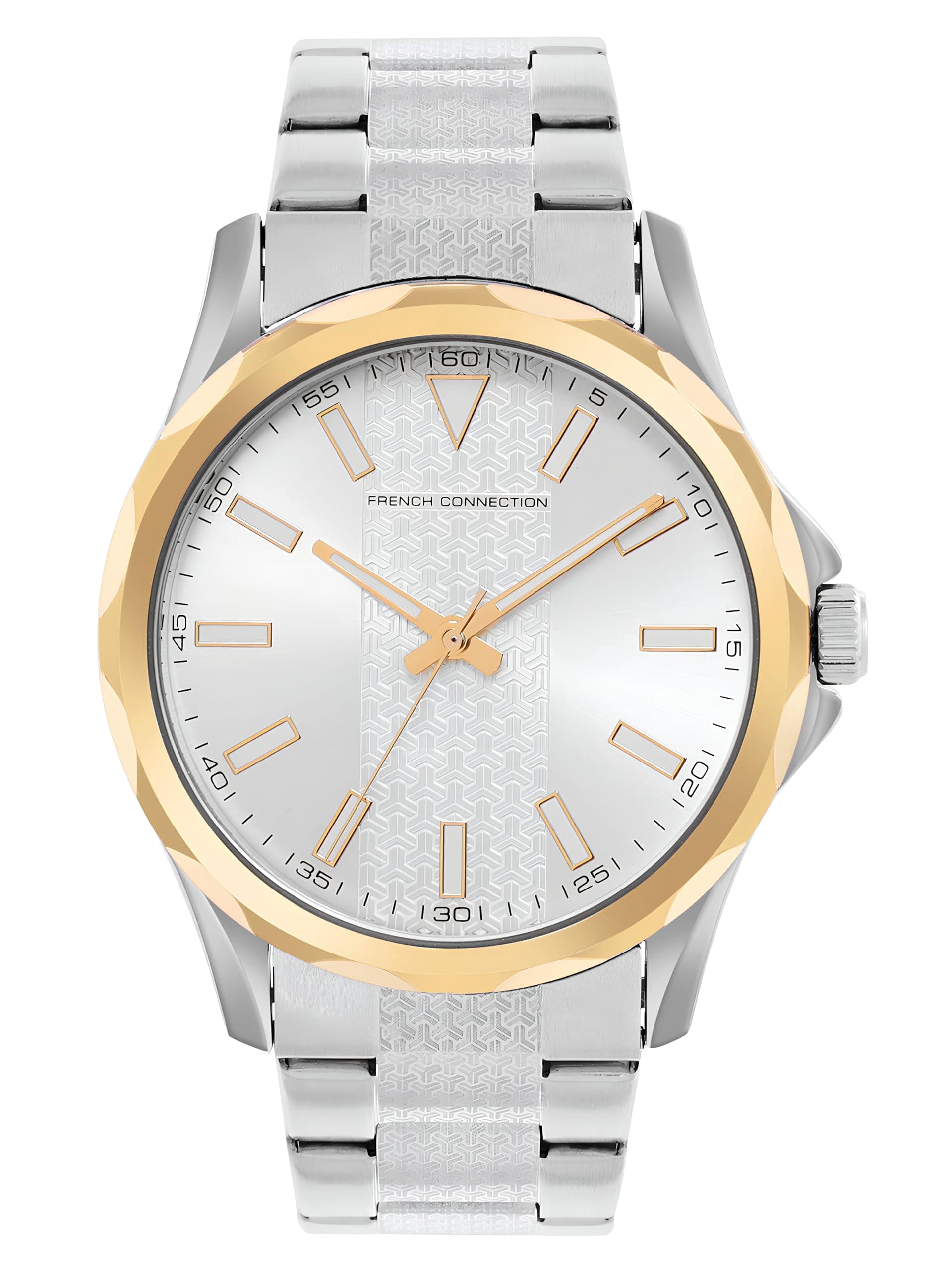 French Connection Abyss 3 Hands Silver Round Dial Stainless Steel Strap | Casual | Premium | See Through Feature | Etching Feature Wrist Watch for Men - FCC03SM